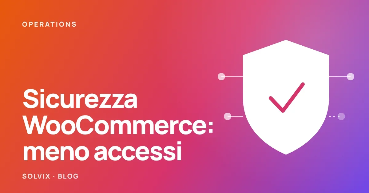 Pannello di controllo con accessi, integrazioni e controlli di sicurezza organizzati in sezioni